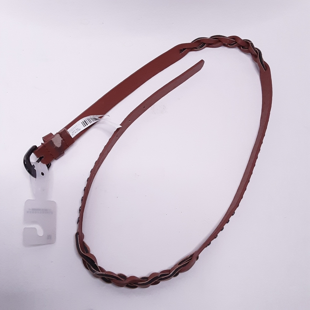 💎Aeropostale Womens Tan Narrow Braided Studded Belt Size Medium - Picture 6 of 8